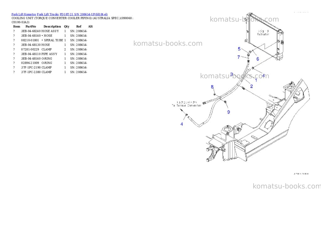 Komatsu FD18T-21 S/N 208654-UP Parts catalog cover Page 10
