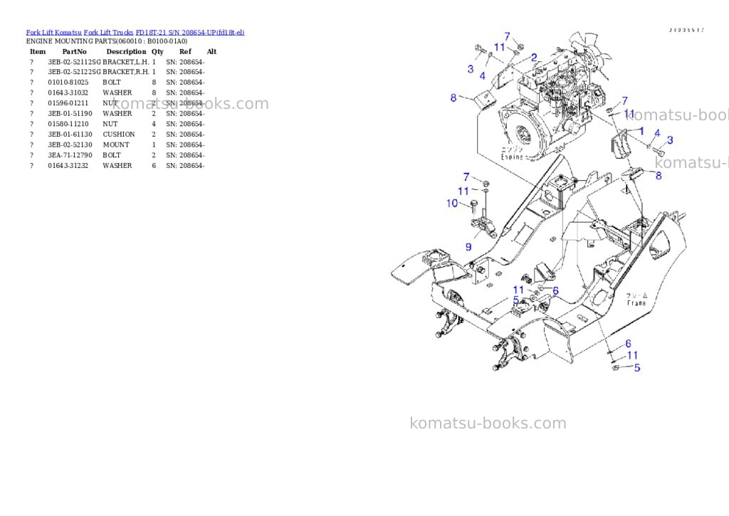 Komatsu FD18T-21 S/N 208654-UP Parts catalog cover Page 2