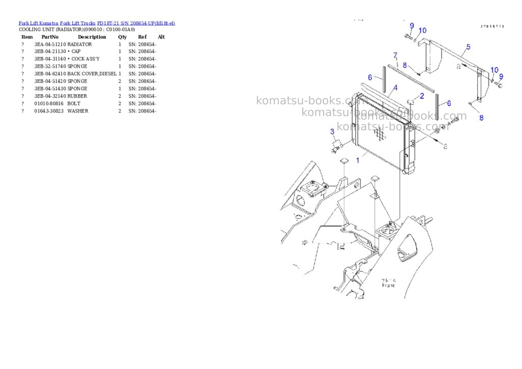 Komatsu FD18T-21 S/N 208654-UP Parts catalog cover Page 5