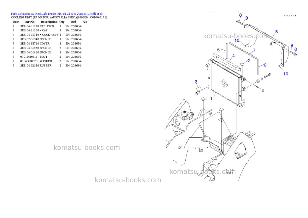 Komatsu FD18T-21 S/N 208654-UP Parts catalog cover Page 6