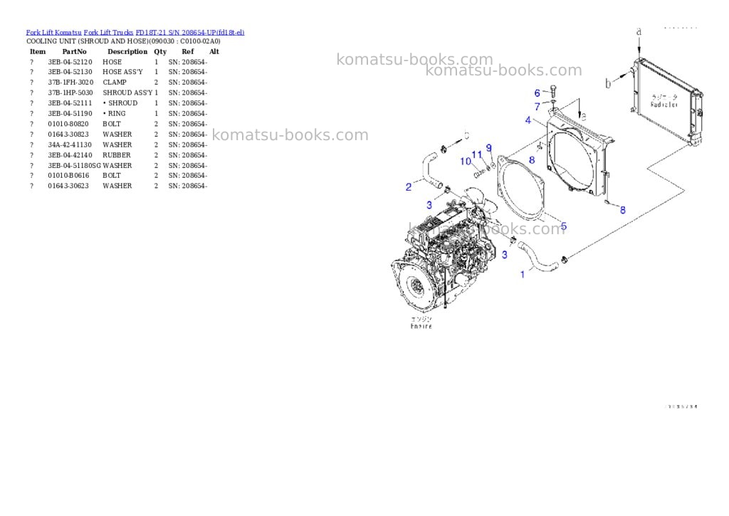 Komatsu FD18T-21 S/N 208654-UP Parts catalog cover Page 7