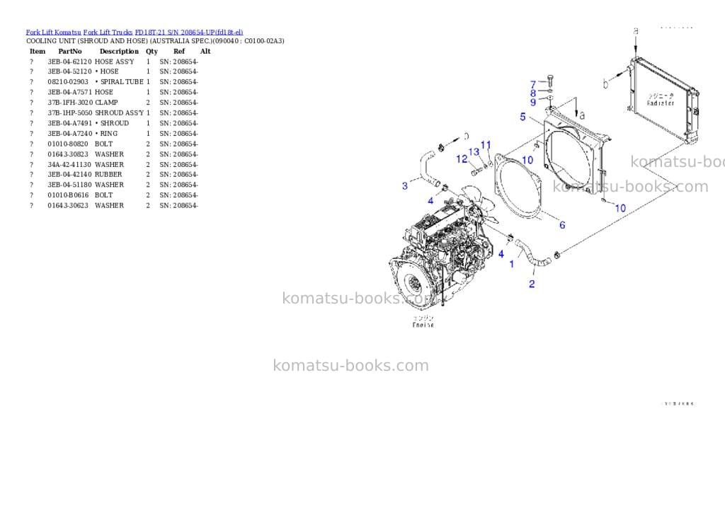 Komatsu FD18T-21 S/N 208654-UP Parts catalog cover Page 8