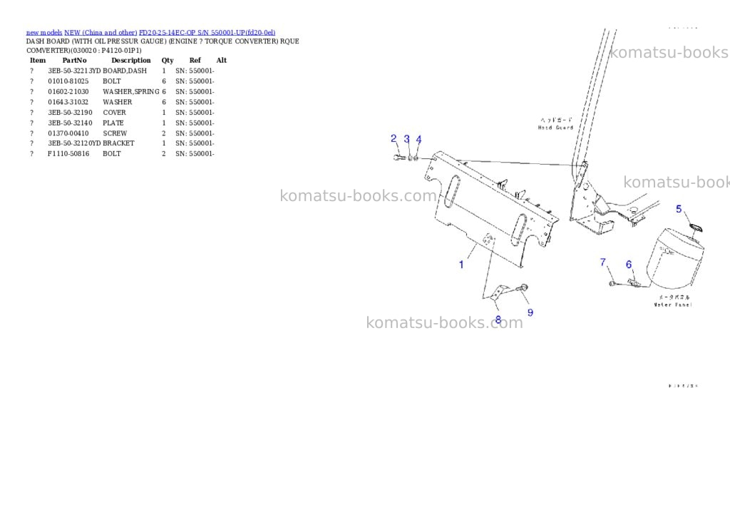 Komatsu FD20-25-14EC-OP S/N 550001-UP Parts catalog cover Komatsu FD20-25-14EC-OP S/N 550001-UP Parts catalog cover