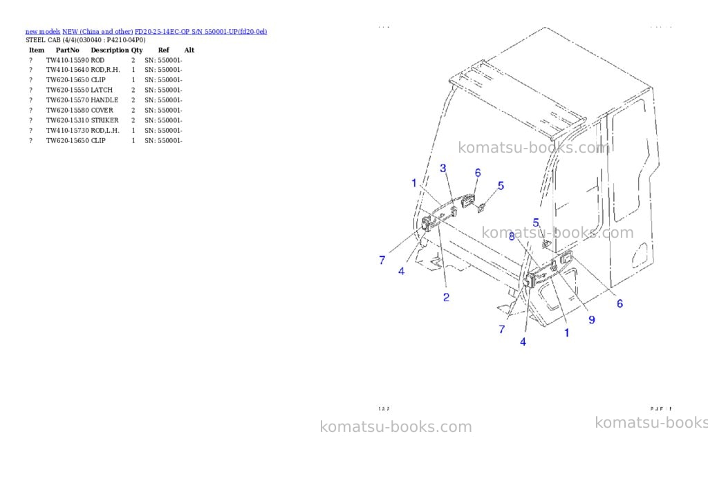 Komatsu FD20-25-14EC-OP S/N 550001-UP Parts catalog cover Page 3 Komatsu FD20-25-14EC-OP S/N 550001-UP Parts catalog cover Page 3
