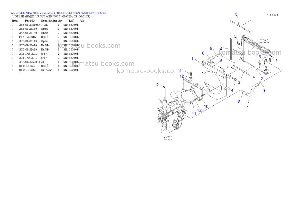 Komatsu FD20-25-14-EC S/N 550001-UP Parts catalog cover Page 8 Komatsu FD20-25-14-EC S/N 550001-UP Parts catalog cover Page 8