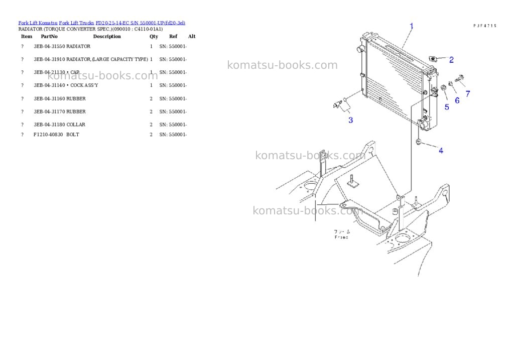 Komatsu FD20-25-14-EC S/N 550001-UP Parts catalog cover Page 7 Komatsu FD20-25-14-EC S/N 550001-UP Parts catalog cover Page 7