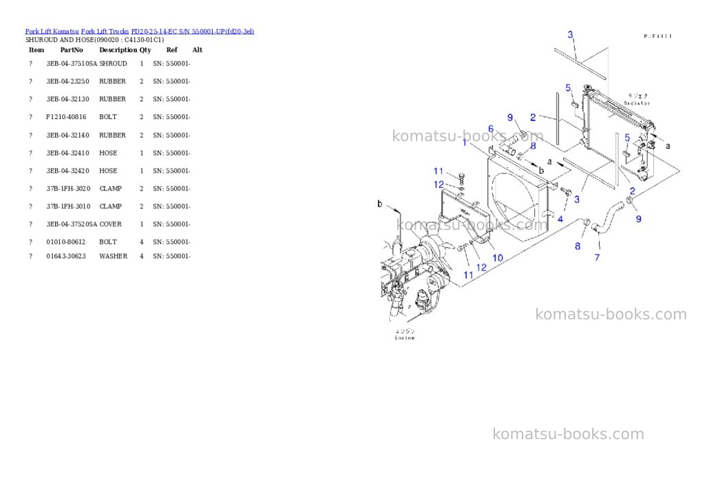 Komatsu FD20-25-14-EC S/N 550001-UP Parts catalog cover Page 8 Komatsu FD20-25-14-EC S/N 550001-UP Parts catalog cover Page 8