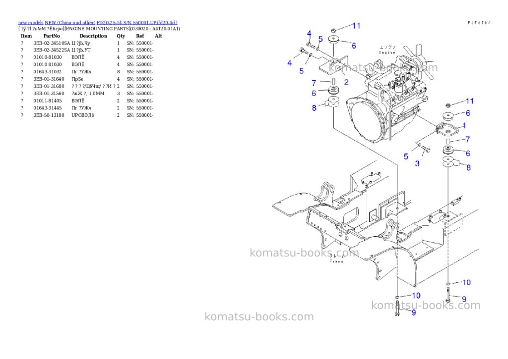 Komatsu FD20-25-14 S/N 550001-UP Parts catalog cover Komatsu FD20-25-14 S/N 550001-UP Parts catalog cover