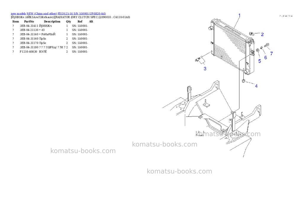 Komatsu FD20-25-14 S/N 550001-UP Parts catalog cover Page 7 Komatsu FD20-25-14 S/N 550001-UP Parts catalog cover Page 7