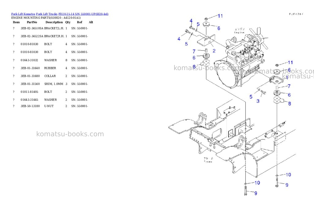 Komatsu FD20-25-14 S/N 550001-UP Parts catalog cover Komatsu FD20-25-14 S/N 550001-UP Parts catalog cover