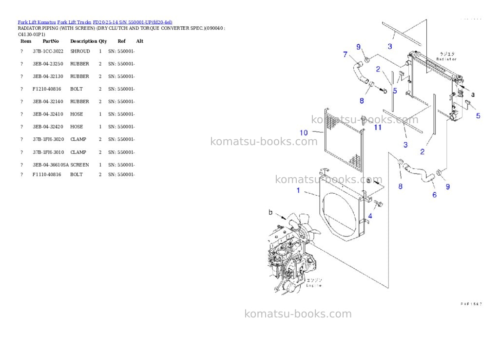 Komatsu FD20-25-14 S/N 550001-UP Parts catalog cover Page 10 Komatsu FD20-25-14 S/N 550001-UP Parts catalog cover Page 10