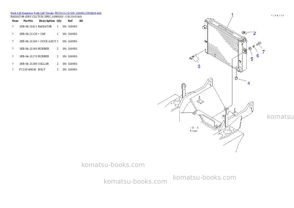 Komatsu FD20-25-14 S/N 550001-UP Parts catalog cover Page 7 Komatsu FD20-25-14 S/N 550001-UP Parts catalog cover Page 7