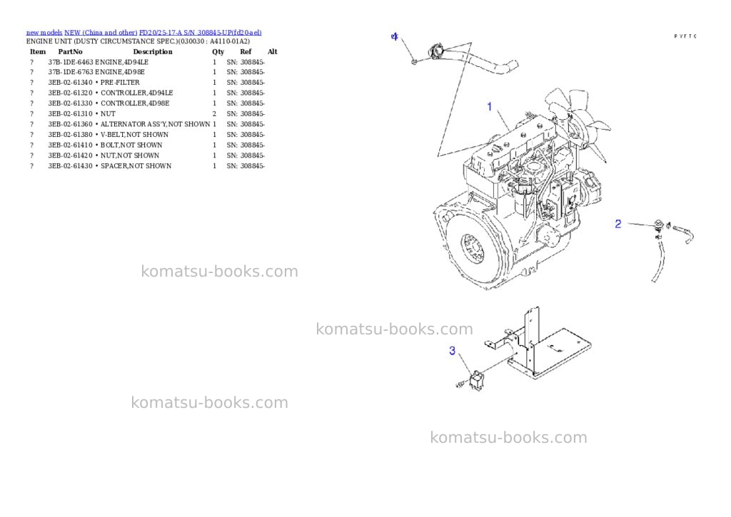 Komatsu FD20/25-17-A S/N 308845-UP Parts catalog cover Page 2 Komatsu FD20/25-17-A S/N 308845-UP Parts catalog cover Page 2
