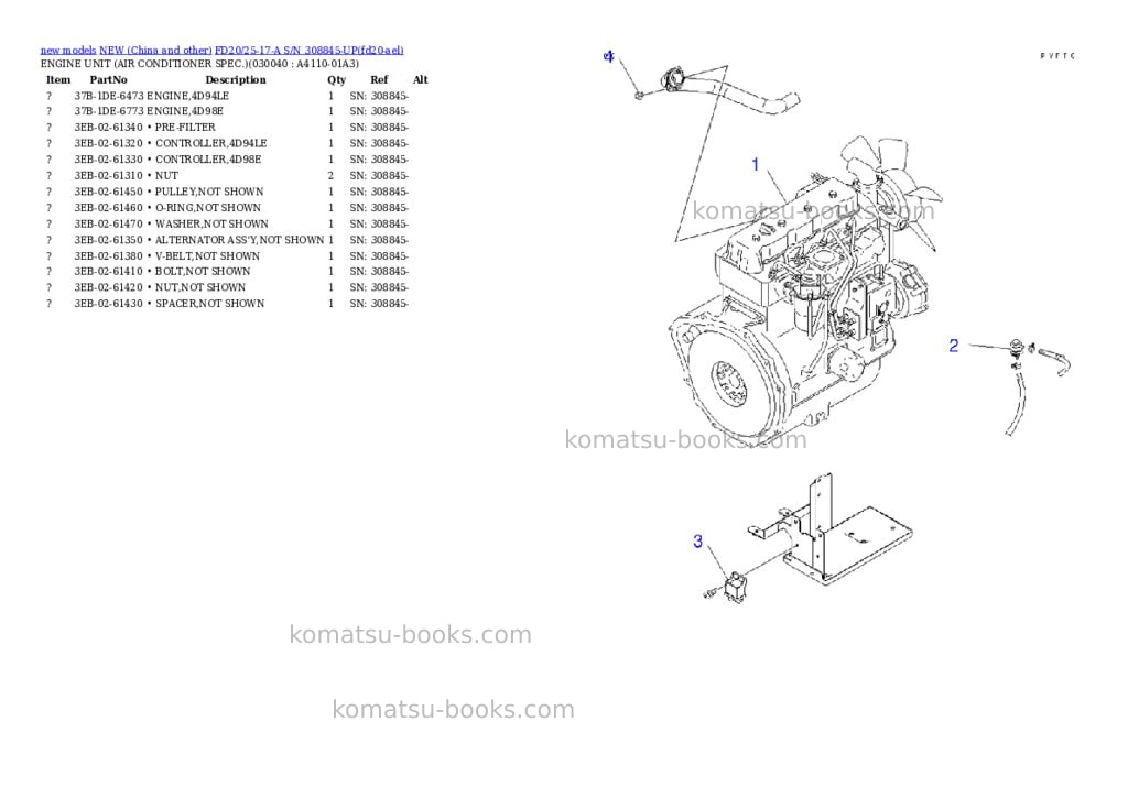 Komatsu FD20/25-17-A S/N 308845-UP Parts catalog cover Page 3 Komatsu FD20/25-17-A S/N 308845-UP Parts catalog cover Page 3