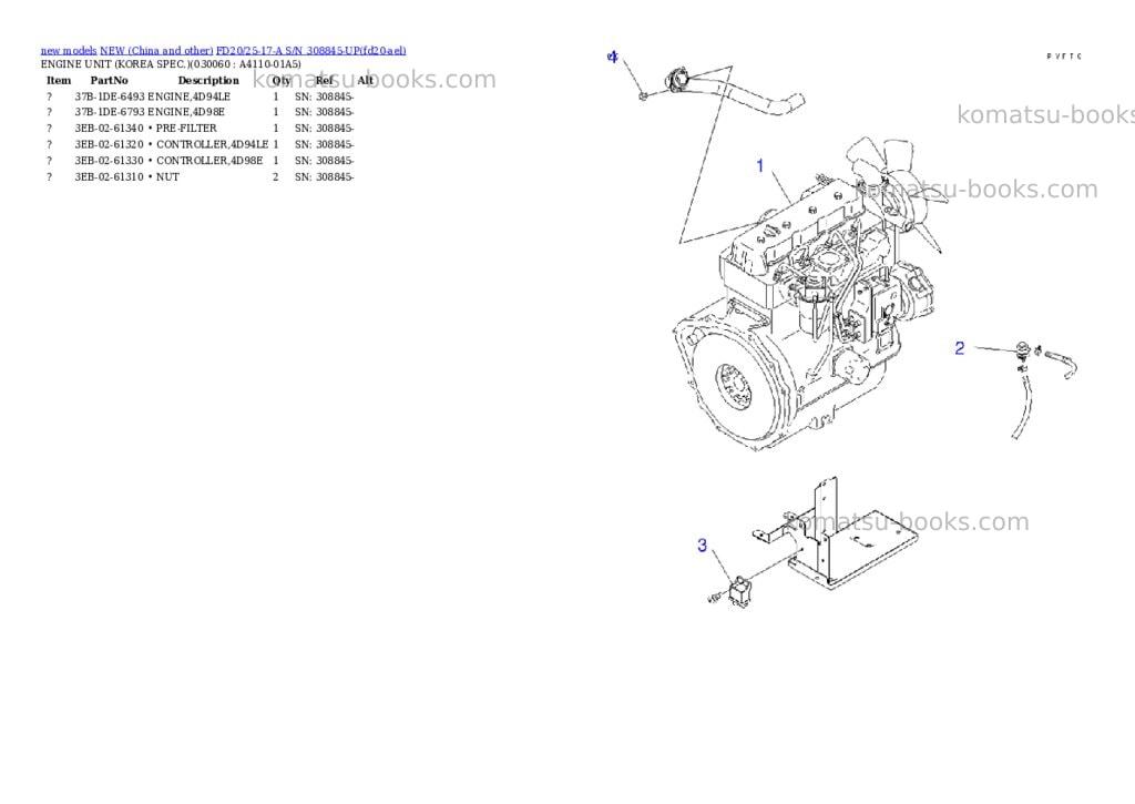 Komatsu FD20/25-17-A S/N 308845-UP Parts catalog cover Page 5 Komatsu FD20/25-17-A S/N 308845-UP Parts catalog cover Page 5