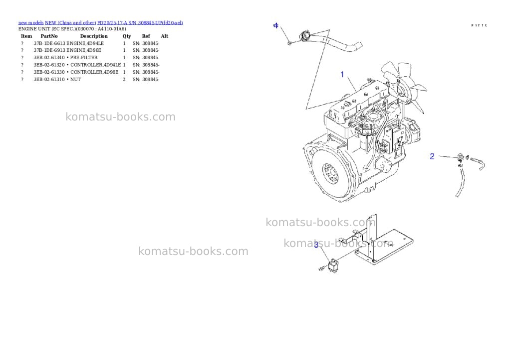 Komatsu FD20/25-17-A S/N 308845-UP Parts catalog cover Page 6 Komatsu FD20/25-17-A S/N 308845-UP Parts catalog cover Page 6