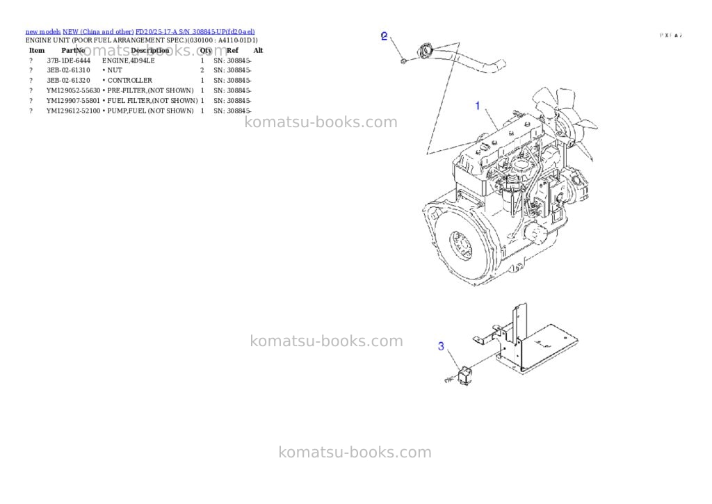 Komatsu FD20/25-17-A S/N 308845-UP Parts catalog cover Page 9 Komatsu FD20/25-17-A S/N 308845-UP Parts catalog cover Page 9