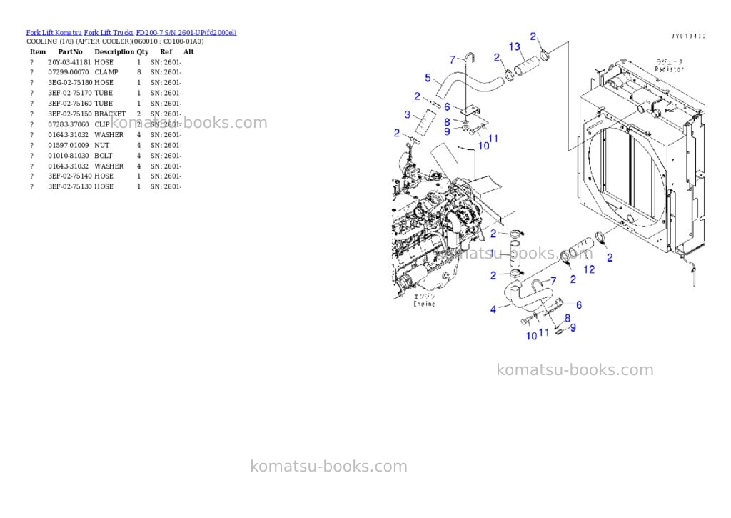 Komatsu FD200-7 S/N 2601-UP Parts catalog cover Page 6