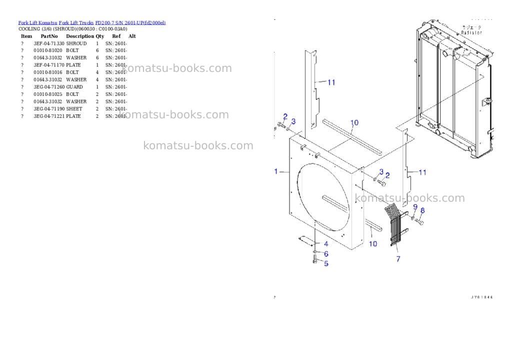 Komatsu FD200-7 S/N 2601-UP Parts catalog cover Page 8