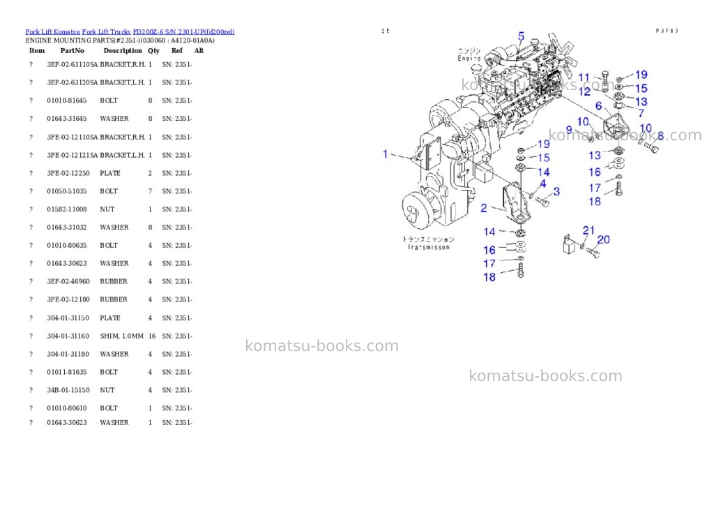 Komatsu fd200z-6 s/n 2301-up Parts catalog cover Page 5 Komatsu fd200z-6 s/n 2301-up Parts catalog cover Page 5