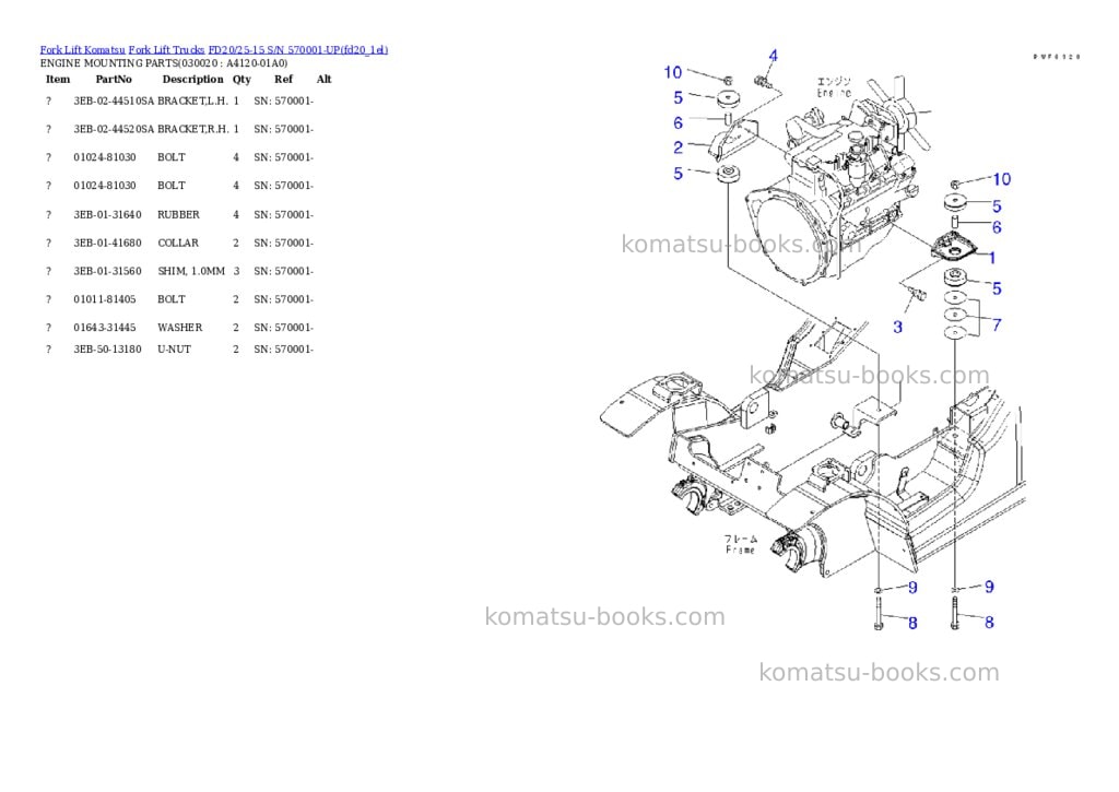 Komatsu fd20/25-15 s/n 570001-up Parts catalog cover