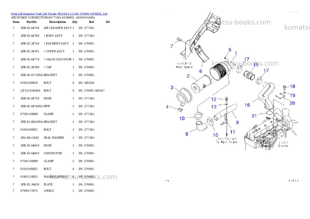 Komatsu fd20/25-15 s/n 570001-up Parts catalog cover Page 3