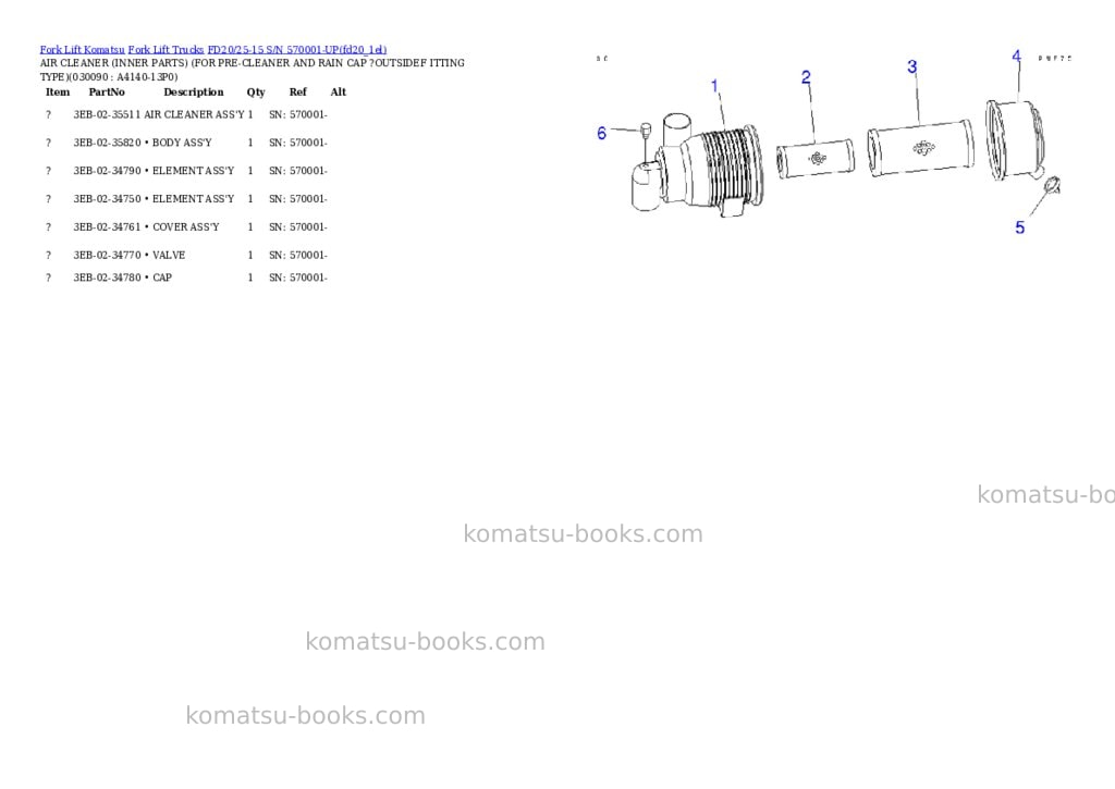 Komatsu fd20/25-15 s/n 570001-up Parts catalog cover Page 8