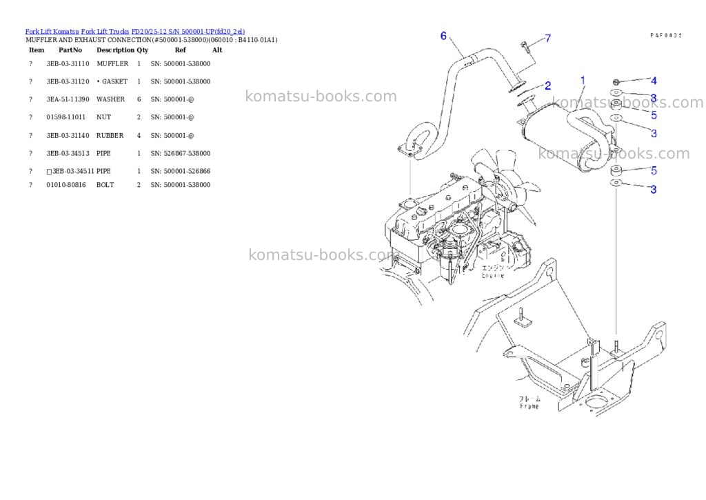 Komatsu fd20l-11 s/n 375001-up Parts catalog cover Page 3 Komatsu fd20l-11 s/n 375001-up Parts catalog cover Page 3