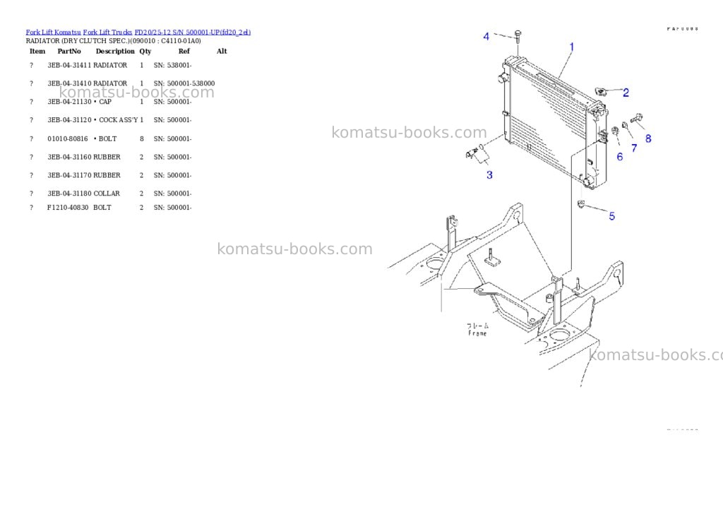 Komatsu fd20l-11 s/n 375001-up Parts catalog cover Page 5 Komatsu fd20l-11 s/n 375001-up Parts catalog cover Page 5
