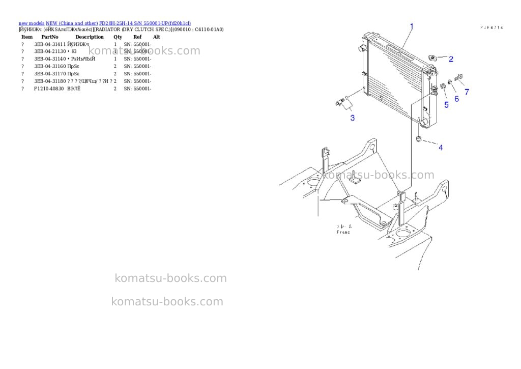 Komatsu fd20h-25h-14 s/n 550001-up Parts catalog cover Page 7 Komatsu fd20h-25h-14 s/n 550001-up Parts catalog cover Page 7