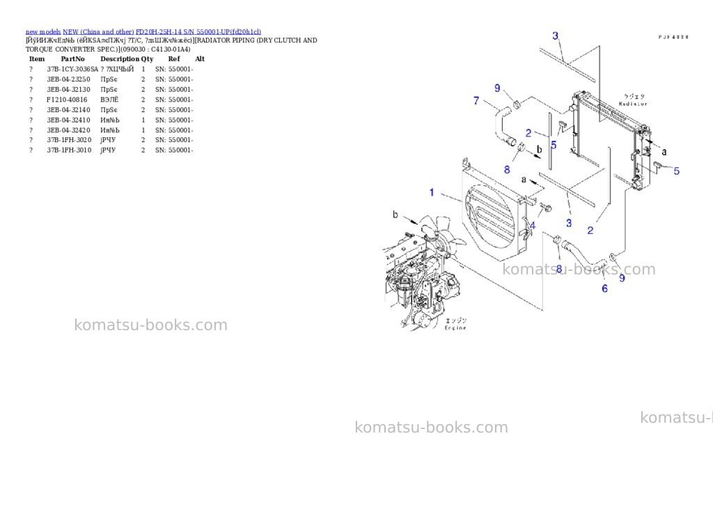 Komatsu fd20h-25h-14 s/n 550001-up Parts catalog cover Page 9 Komatsu fd20h-25h-14 s/n 550001-up Parts catalog cover Page 9