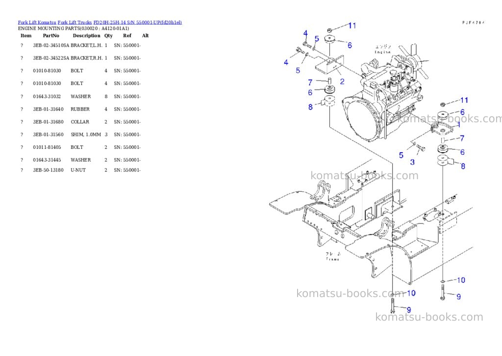 Komatsu FD20H-25H-14 S/N 550001-UP Parts catalog cover Komatsu FD20H-25H-14 S/N 550001-UP Parts catalog cover