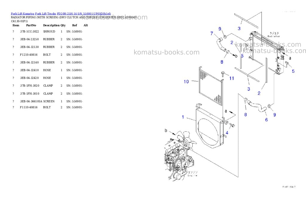 Komatsu FD20H-25H-14 S/N 550001-UP Parts catalog cover Page 10 Komatsu FD20H-25H-14 S/N 550001-UP Parts catalog cover Page 10