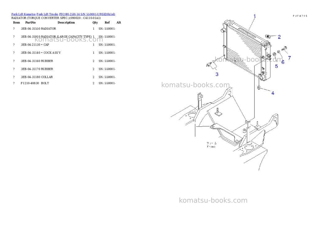 Komatsu FD20H-25H-14 S/N 550001-UP Parts catalog cover Page 8 Komatsu FD20H-25H-14 S/N 550001-UP Parts catalog cover Page 8