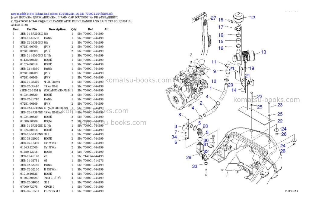 Komatsu fd20h/25h-16 s/n 700001-up Parts catalog cover Page 10