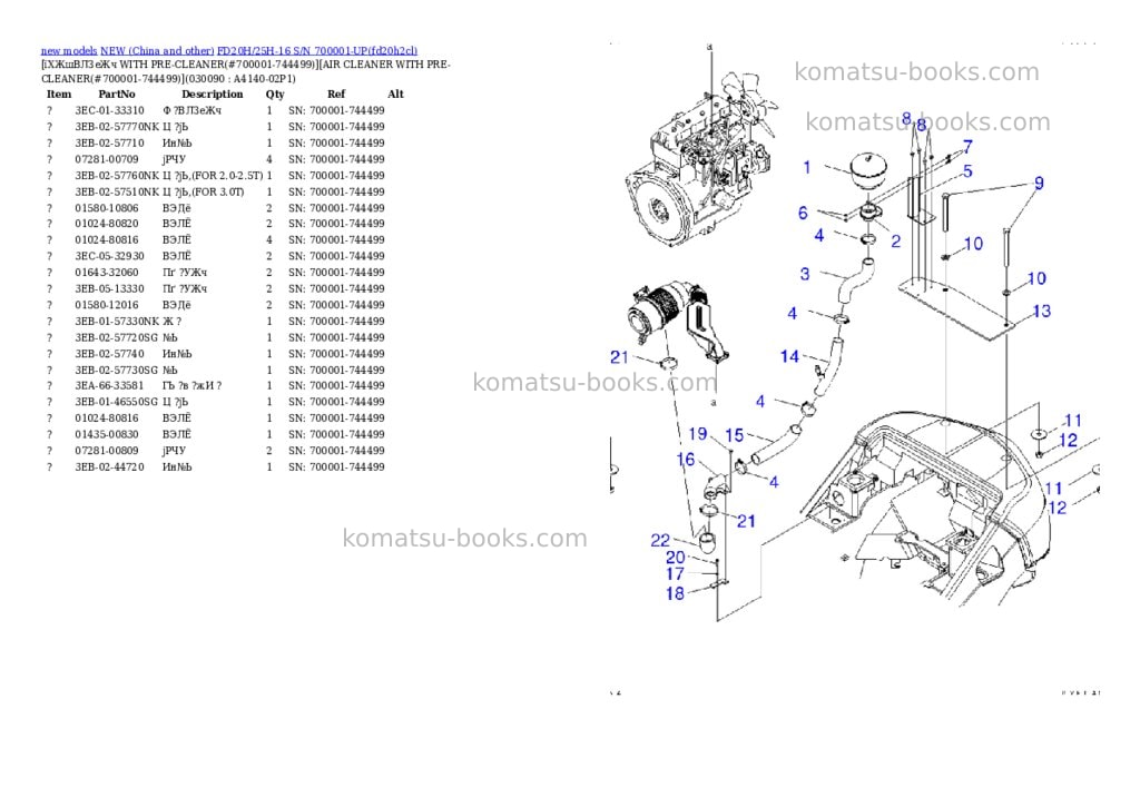 Komatsu fd20h/25h-16 s/n 700001-up Parts catalog cover Page 8