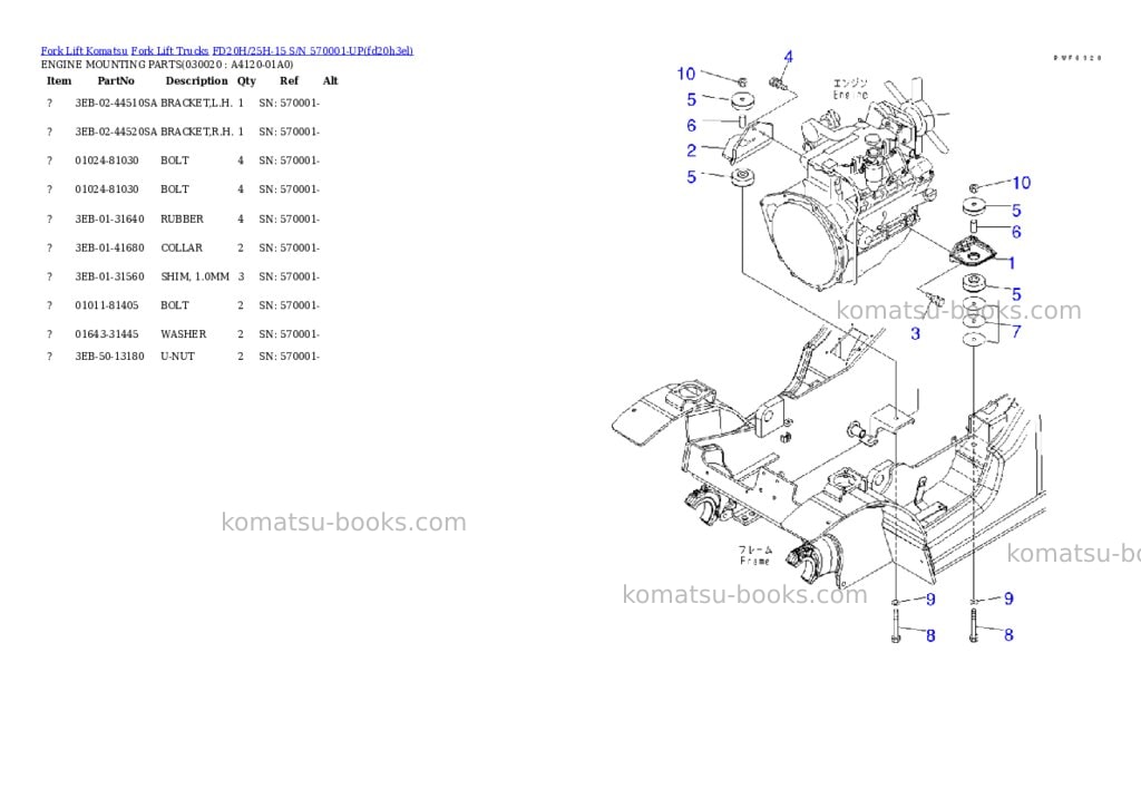 Komatsu fd20h/25h-15 s/n 570001-up Parts catalog cover