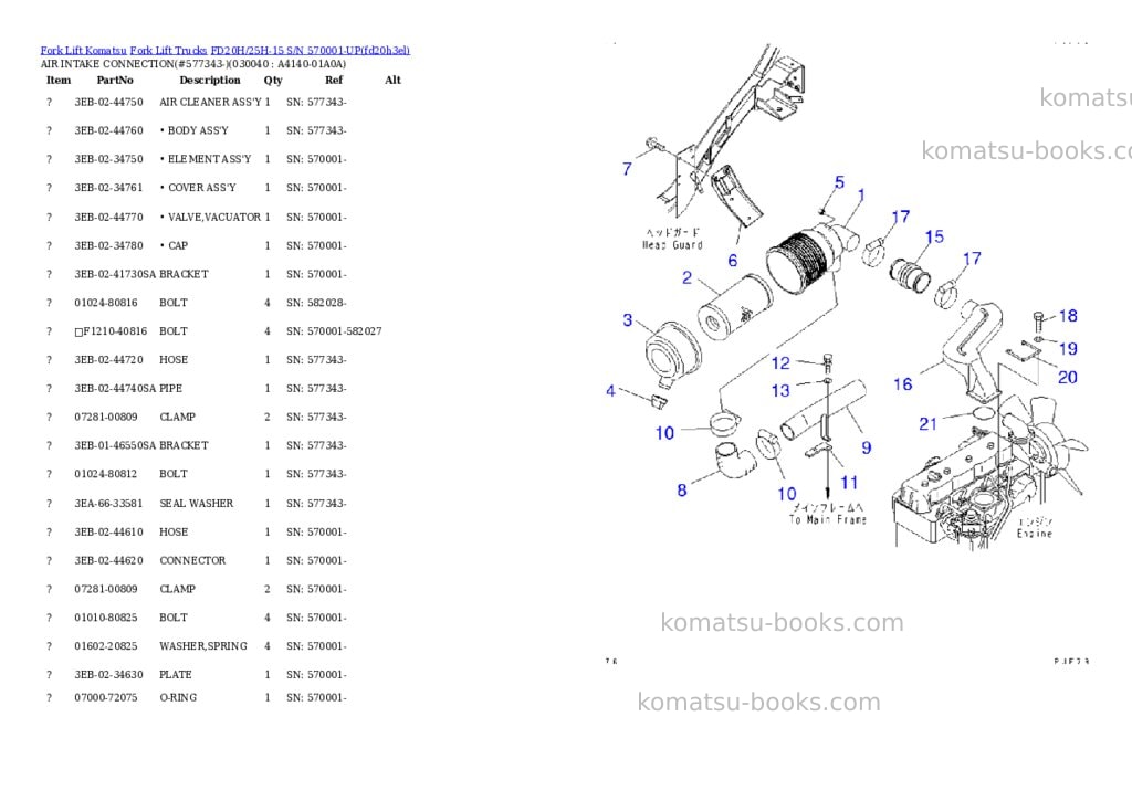 Komatsu fd20h/25h-15 s/n 570001-up Parts catalog cover Page 3