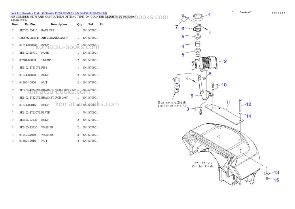 Komatsu fd20h/25h-15 s/n 570001-up Parts catalog cover Page 7