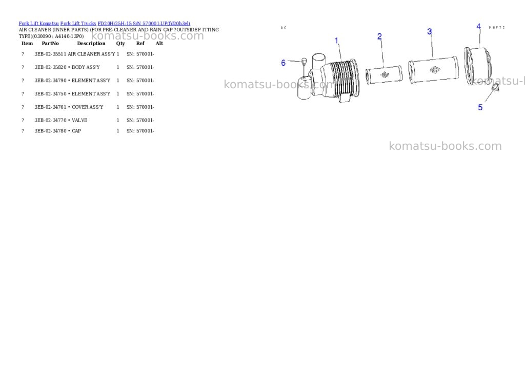 Komatsu fd20h/25h-15 s/n 570001-up Parts catalog cover Page 8