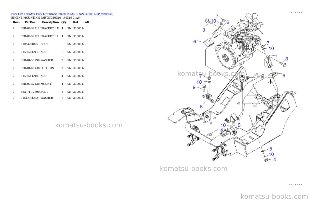 Komatsu fd20h/25h-17 s/n 300001-up Parts catalog cover Komatsu fd20h/25h-17 s/n 300001-up Parts catalog cover