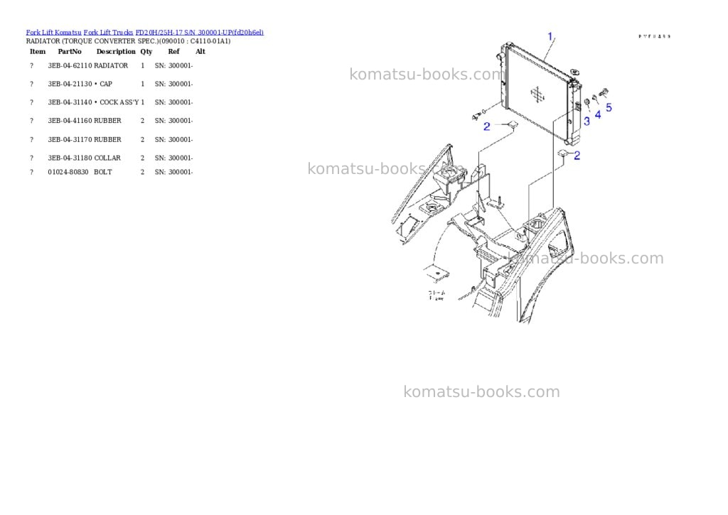 Komatsu fd20h/25h-17 s/n 300001-up Parts catalog cover Page 4 Komatsu fd20h/25h-17 s/n 300001-up Parts catalog cover Page 4