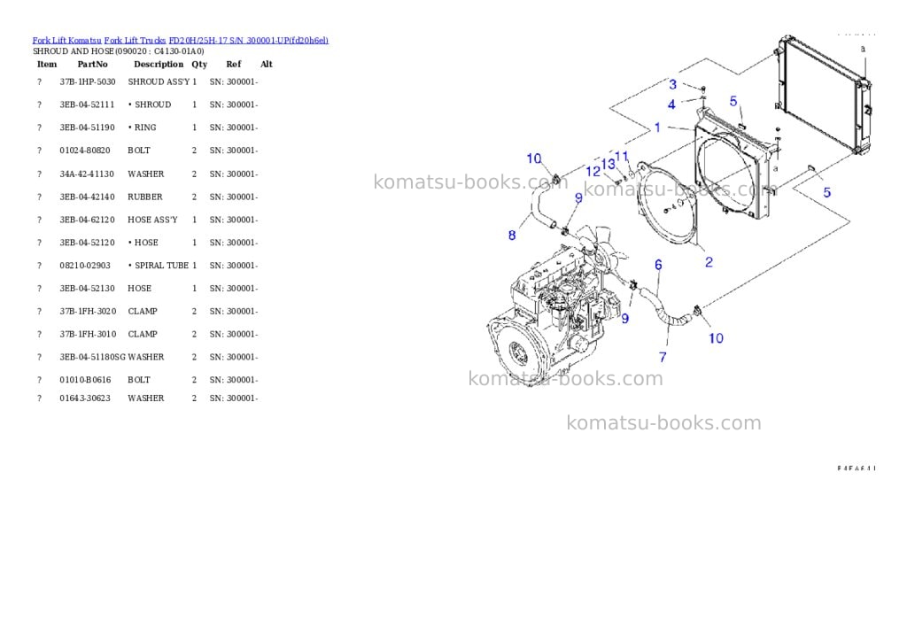 Komatsu fd20h/25h-17 s/n 300001-up Parts catalog cover Page 5 Komatsu fd20h/25h-17 s/n 300001-up Parts catalog cover Page 5