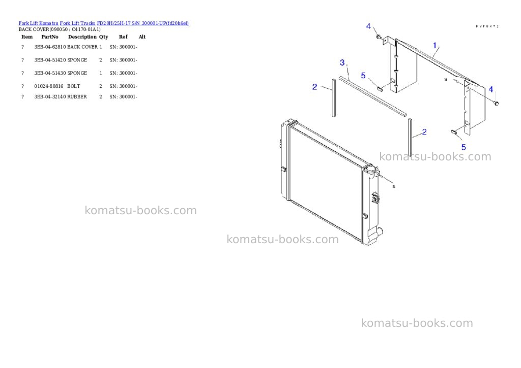 Komatsu fd20h/25h-17 s/n 300001-up Parts catalog cover Page 8 Komatsu fd20h/25h-17 s/n 300001-up Parts catalog cover Page 8
