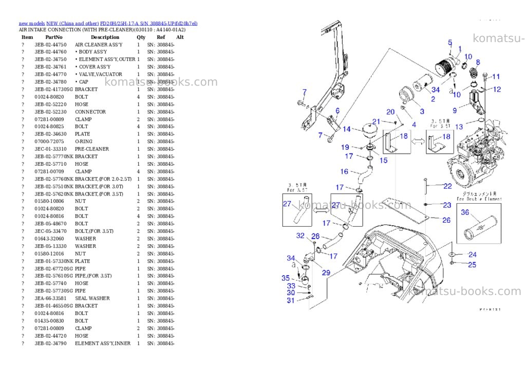 Komatsu fd20h/25h-17-a s/n 308845-up Parts catalog cover Page 10 Komatsu fd20h/25h-17-a s/n 308845-up Parts catalog cover Page 10