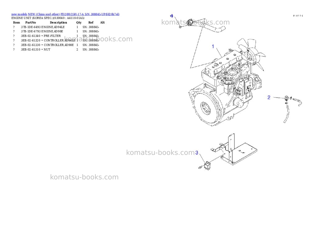 Komatsu fd20h/25h-17-a s/n 308845-up Parts catalog cover Page 3 Komatsu fd20h/25h-17-a s/n 308845-up Parts catalog cover Page 3