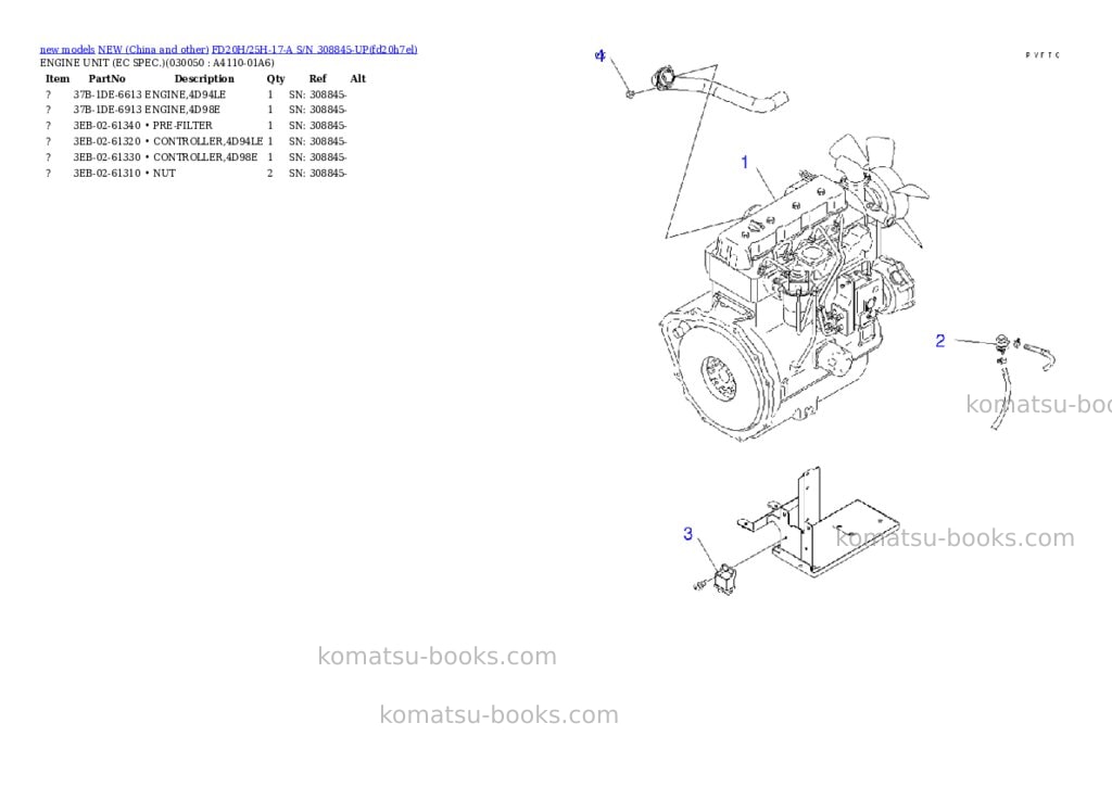 Komatsu fd20h/25h-17-a s/n 308845-up Parts catalog cover Page 4 Komatsu fd20h/25h-17-a s/n 308845-up Parts catalog cover Page 4