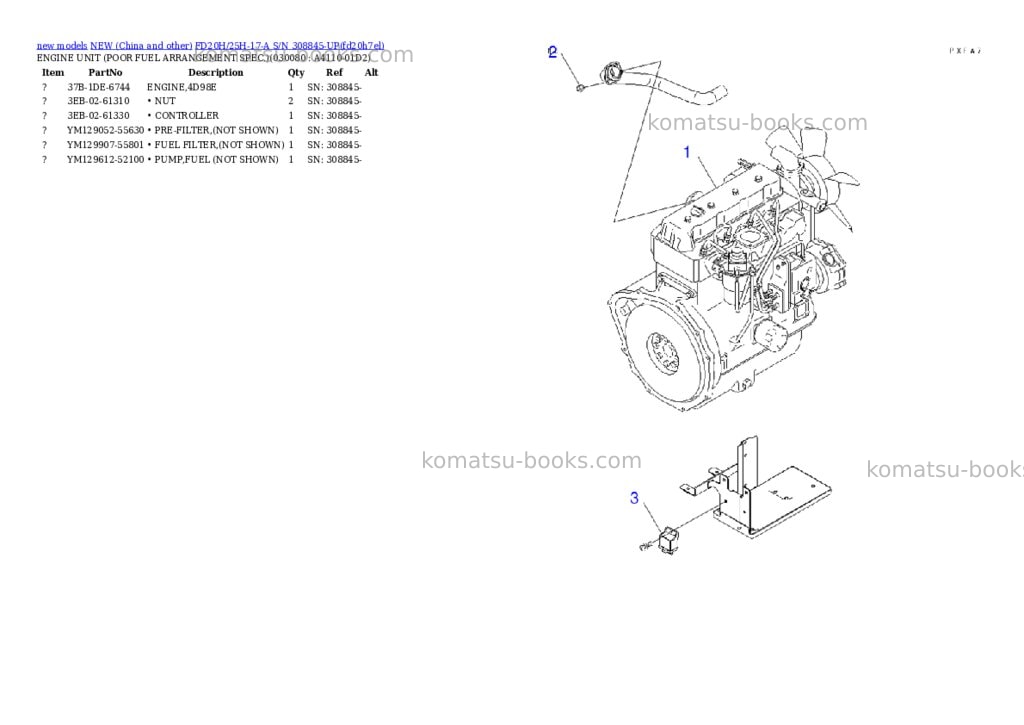 Komatsu fd20h/25h-17-a s/n 308845-up Parts catalog cover Page 7 Komatsu fd20h/25h-17-a s/n 308845-up Parts catalog cover Page 7