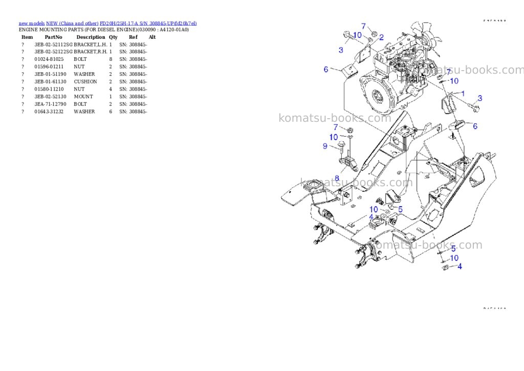 Komatsu fd20h/25h-17-a s/n 308845-up Parts catalog cover Page 8 Komatsu fd20h/25h-17-a s/n 308845-up Parts catalog cover Page 8