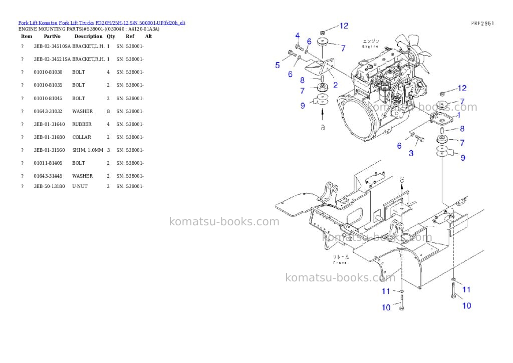 Komatsu fd20h/25h-12 s/n 500001-up Parts catalog cover Page 3 Komatsu fd20h/25h-12 s/n 500001-up Parts catalog cover Page 3